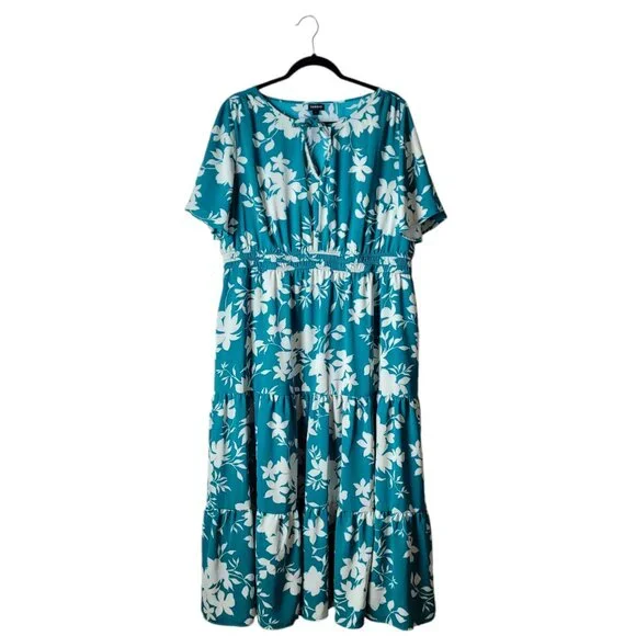 Torrid Studio Crepe De Chine Tie Neck Tiered Dress - Picture 5 of 12